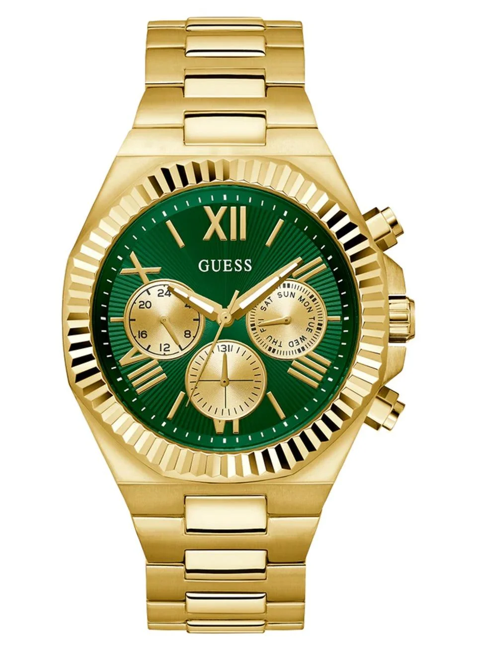 Premium Multi-function Stainless Steel Analog Watch for Men (Gold, 44mm) qdqgs