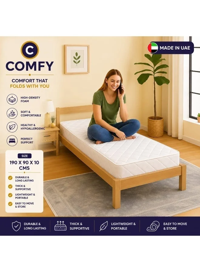 Premium Orthopedic Single Mattress Firm Support Breathable Fabric (White, 190 x 90 x 10 cm) 7cot6