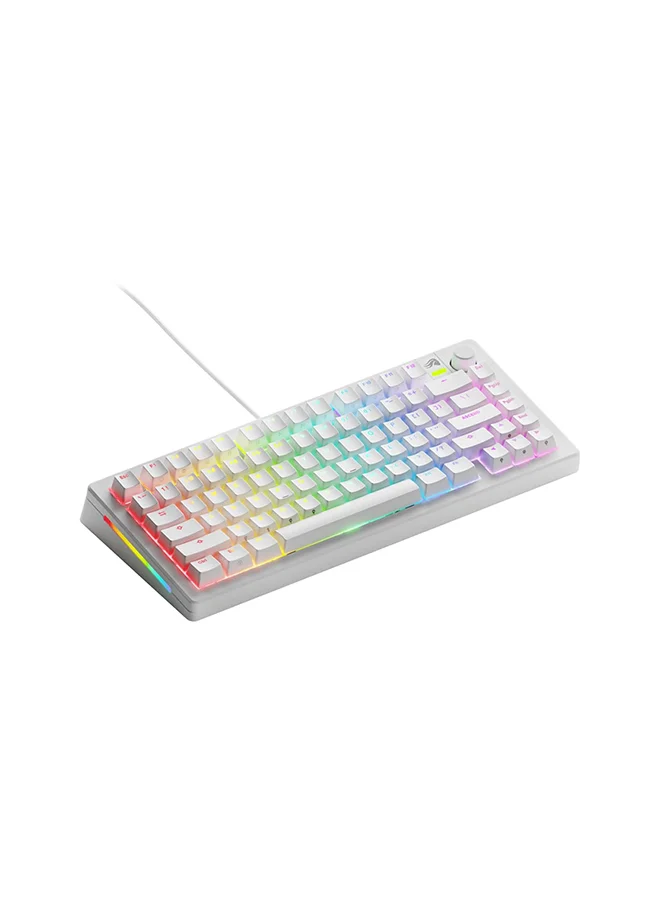 Premium Custom Mechanical Gaming Keyboard 75% Tenkeyless with Knob and Hotswappable Switches (White, 75% Layout) rdks7