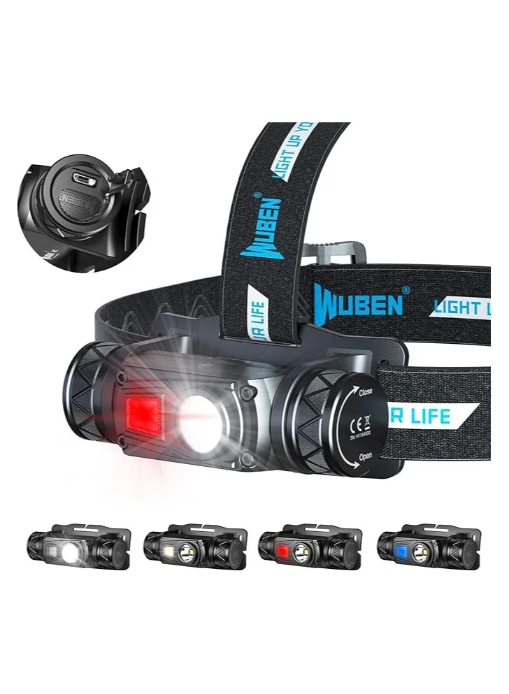 Premium Rechargeable LED Headlamp Waterproof Headlight for Outdoor Sports and Camping (1200 Lumens, Aluminum) qjpk8