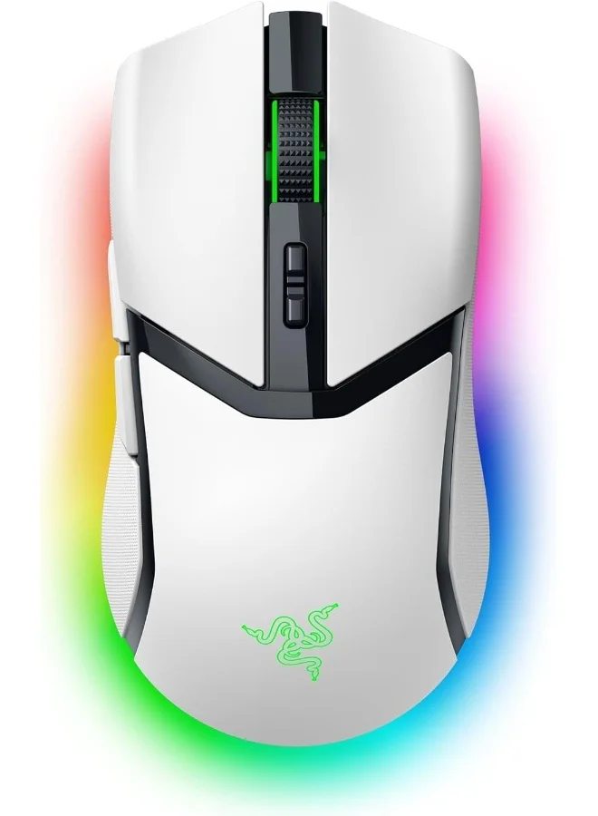 Premium Wireless Gaming Mouse with 30K Optical Sensor and Customizable RGB Lighting (White) 5bhpf