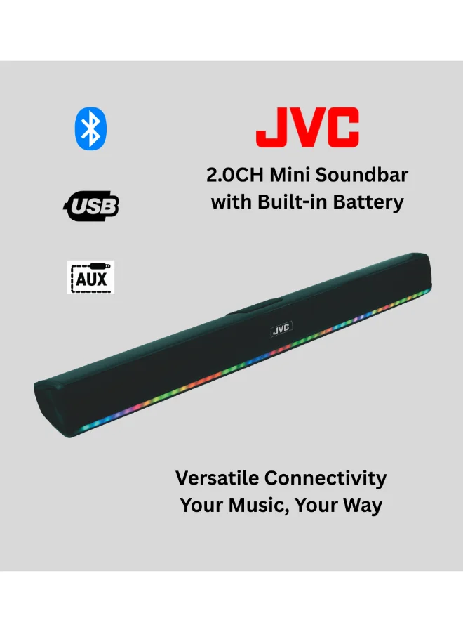 Premium 2.0 Channel Soundbar with Built-in Battery and LED Display, Bluetooth Connectivity, 400W Output (Black) nv4en