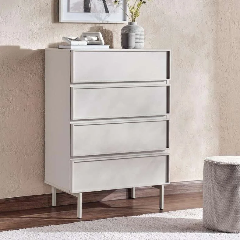 Pan Home Abbigail Chest of Drawers Modern Storage Unit (Light Grey, 80 x 40 x 90 cm) 9z8wz