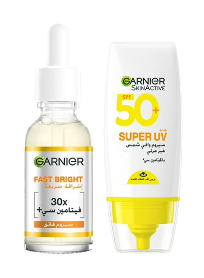 SkinActive Vitamin C Brightening Face Serum and Invisible UV Sunscreen Set (30 mL + 30 mL) pbmkl