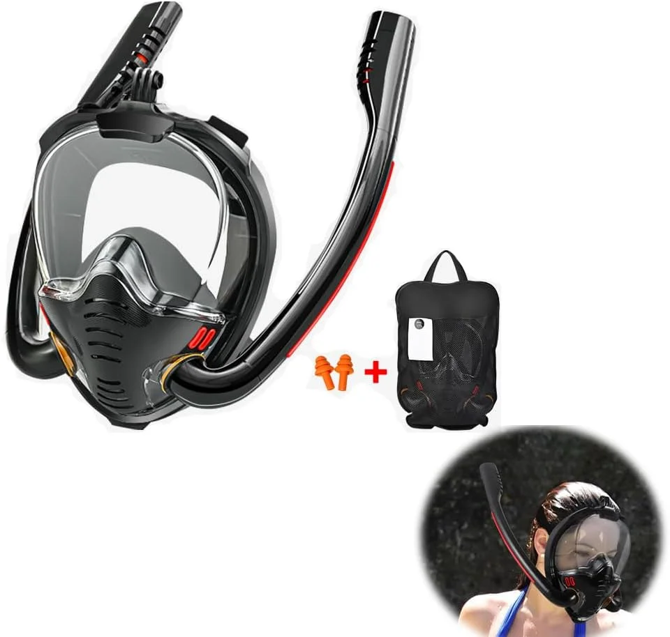 Luckam Full Face Snorkel Mask with 180¡ã Panoramic View and Detachable Camera Mount (Adult, Large) gxpkl