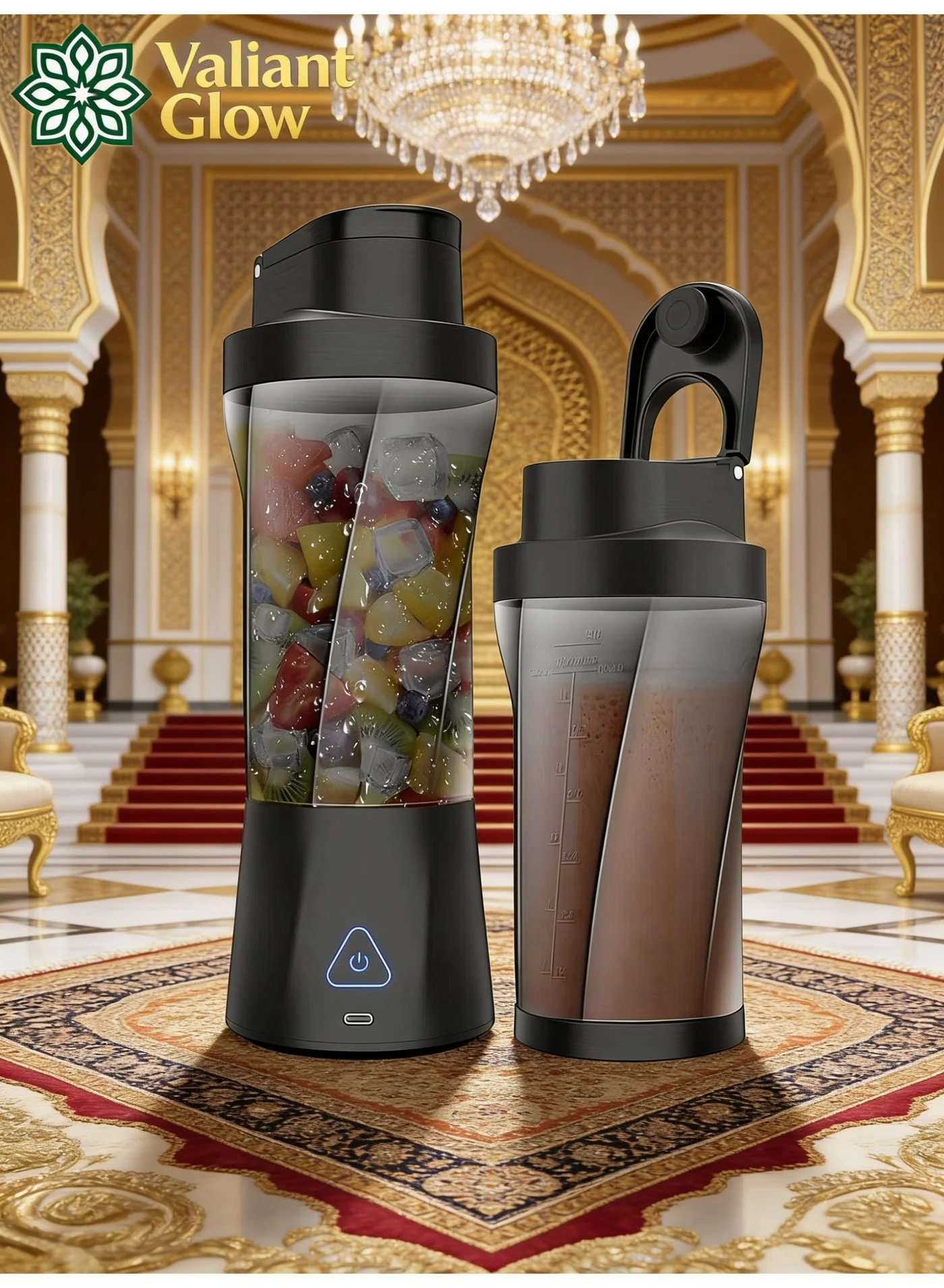 Valiant Glow Portable Blender 700mL High-Speed Personal Smoothie Maker with 6 Blades and USB-C Rechargeable Battery (700mL) wq7jv