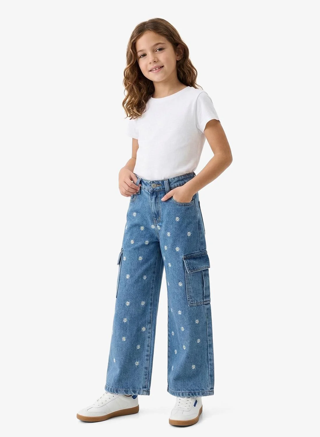 Pinata Embroidered Wide Leg Jeans Premium Denim High-Waisted Trousers for Women (Blue, 38) z61ff
