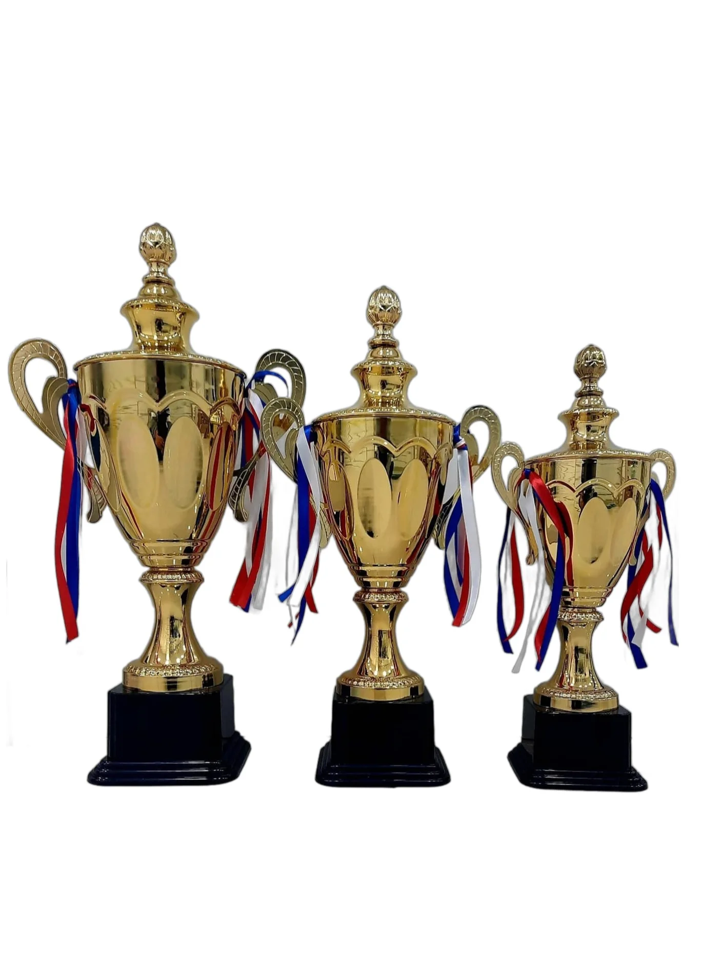 Spall Gold Metal Trophy Cups Set (3-Piece Award Collection, 42cm to 53cm) for Sports Events and Championships rlyb6