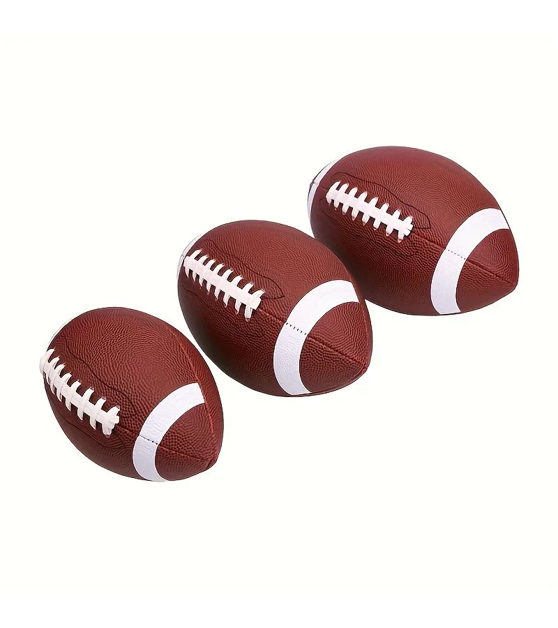 Premium American Football Training Ball Set (Brown, Size 3, 3-Pack) htoy6