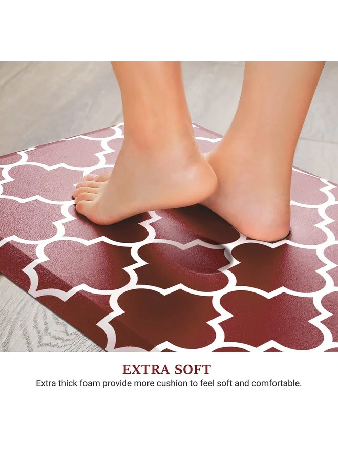 WISELIFE Cushioned Anti-Fatigue Floor Mat, Non-Slip Waterproof PVC Comfort Rug for Kitchen and Office (Red, 44cm x 71cm) u4slt