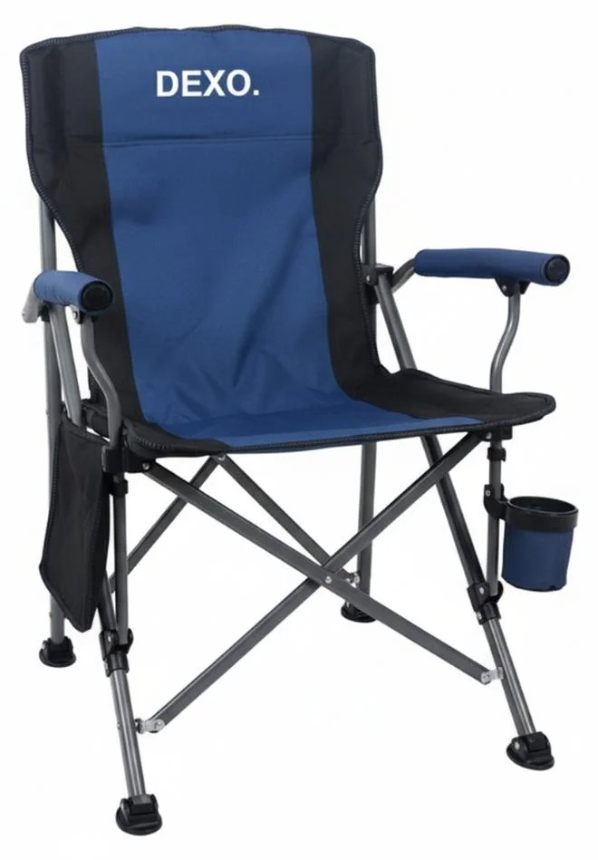 DEXO Portable Camping Chair High Back Padded Heavy Duty Folding Outdoor Seat (Blue, 145kg Capacity) jayek