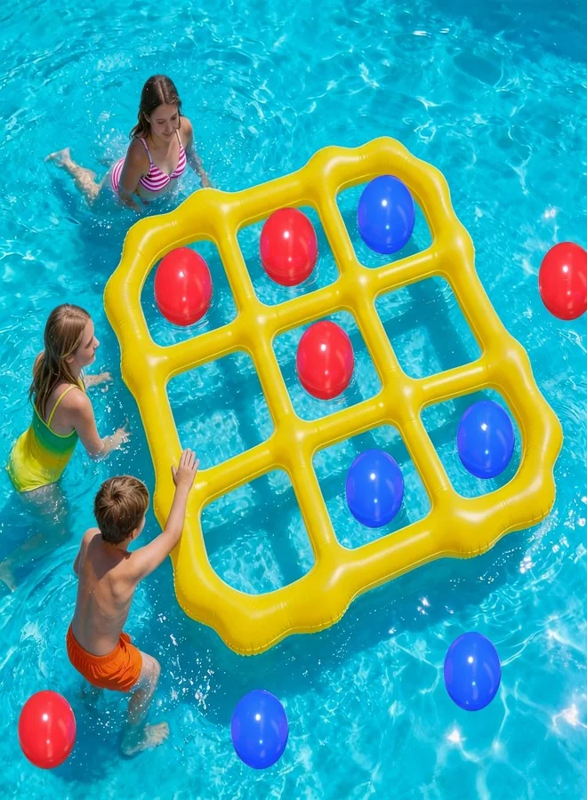 Max Fun Giant Inflatable Tic Tac Toe Floating Pool Game Set with 10 Balls (Premium PVC, For Kids and Adults) sjgis