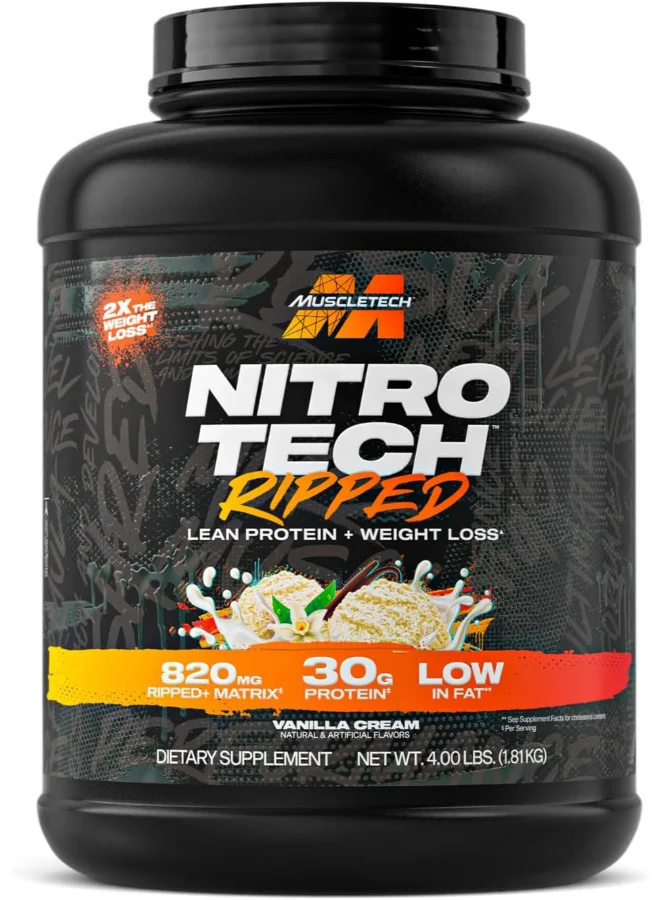 MuscleTech Nitro Tech Ripped Whey Protein Powder French Vanilla (1.81 kg) 8t321