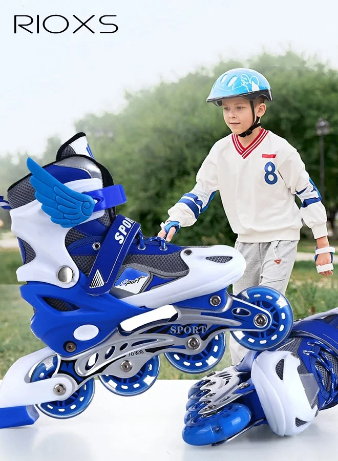 RIOXS Kids Inline Roller Skates with Light-up Wheels (Premium Aluminium Alloy, Adjustable Professional Speed Blades for Boys) leayx