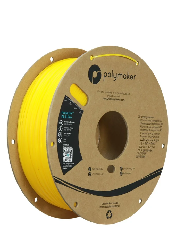 Premium PLA PRO 3D Printer Filament 1.75mm High Rigidity Tough Material (Yellow, 1kg) wxid6