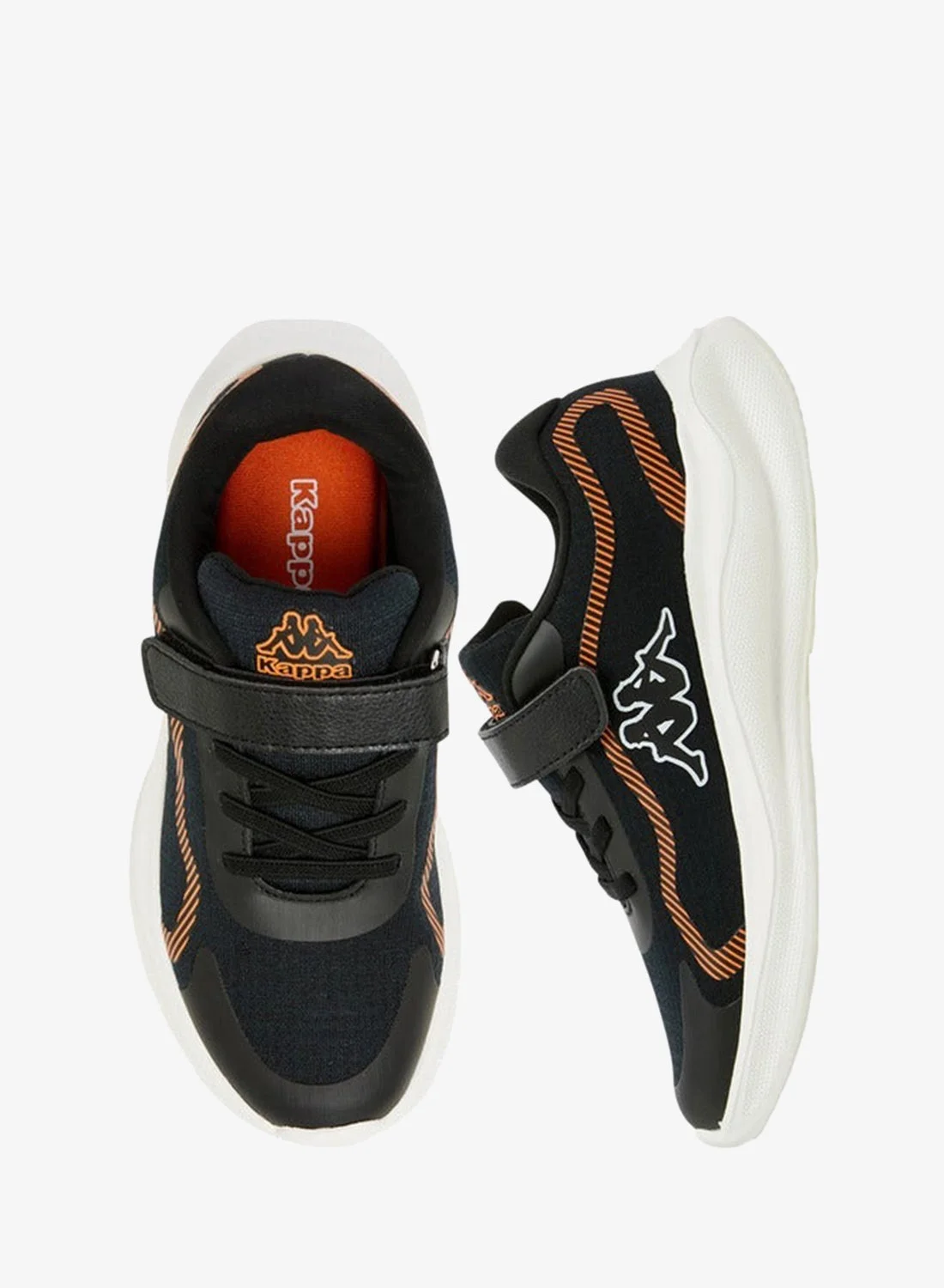 Kappa Boys Sports Shoes Logo Print Lightweight Athletic Sneakers with Hook and Loop Closure (Black, 30 EU) zv4gk