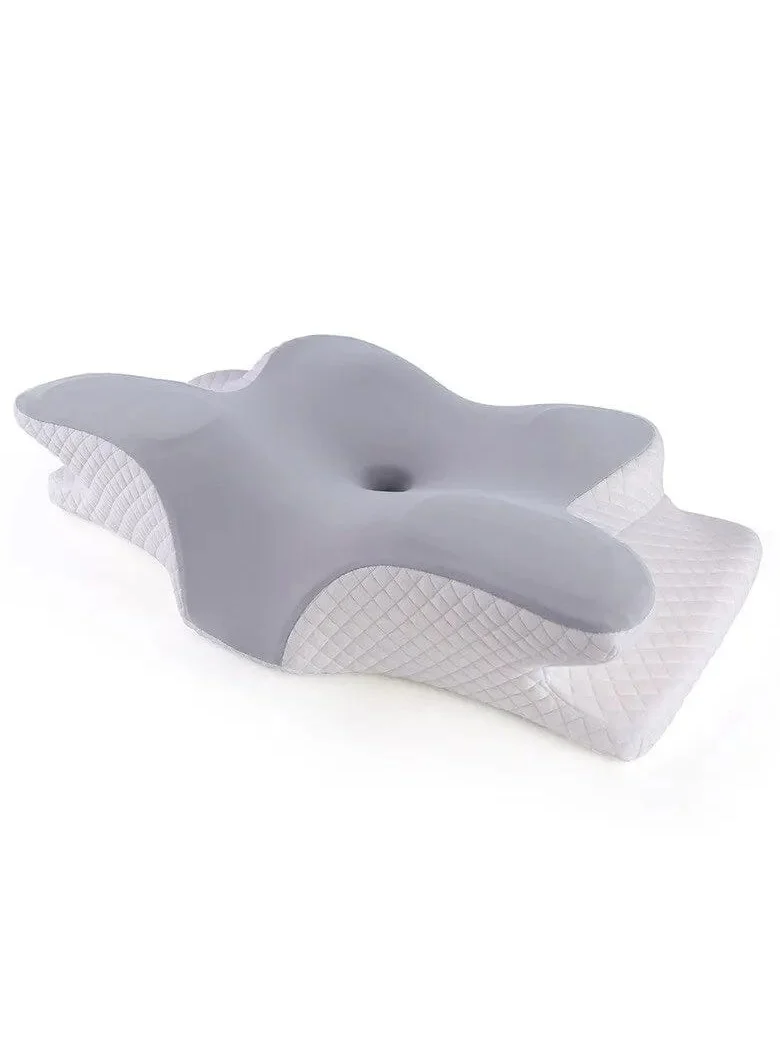 Toko Butterfly Cervical Pillow Ergonomic Memory Foam Support for Neck and Shoulder Alignment (Grey, 60cm x 35cm) er5d0