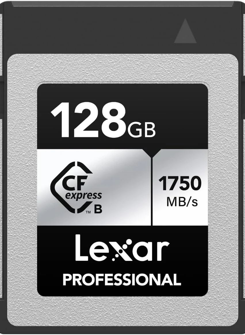 Professional CFexpress Type B Memory Card (128GB, Silver) High-Speed Data Transfer for 8K Video Recording lrlz9