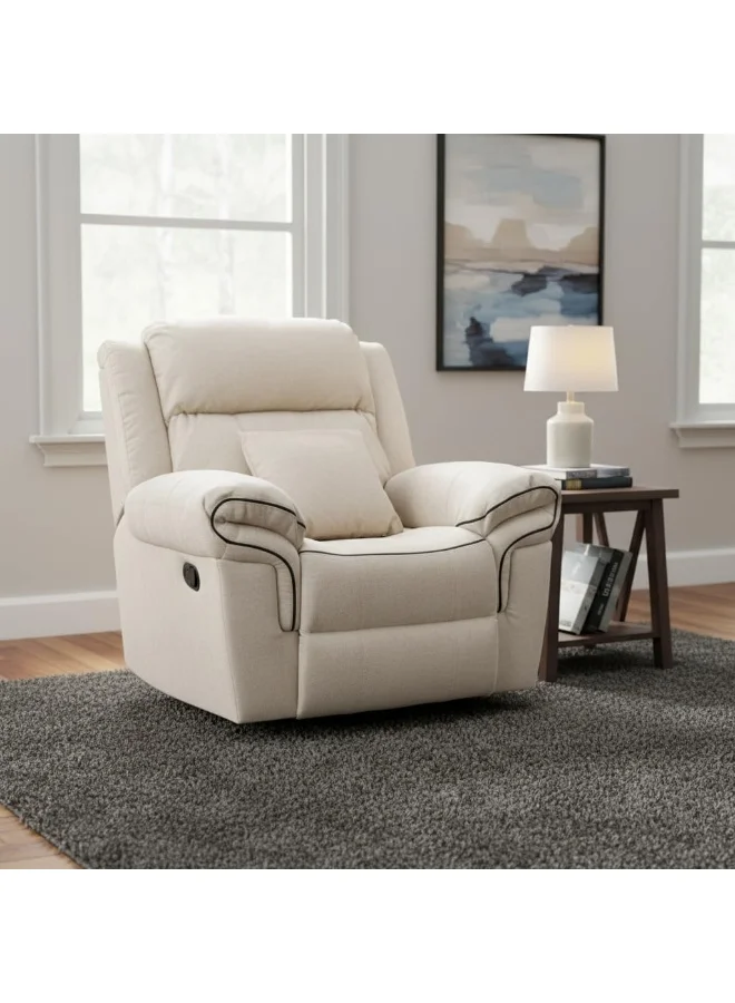 Premium Electric Recliner Chair with 360¡ã Swivel and Rocking Motion, Velvet Fabric Single Sofa for Living Room (Latte) r2ast
