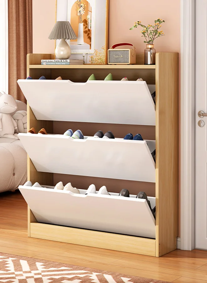 Sharpdo Modern Slim Tipper Shoe Cabinet Premium Wooden Shoe Organizer Space-Saving Entryway Storage (100x17x120cm) gifmx