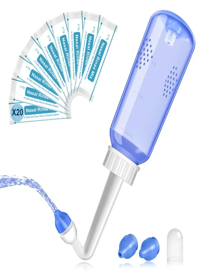 MeisiKeli Nasal Irrigation System Sinus Rinse Kit with 20 Salt Packets (300 mL) faaao