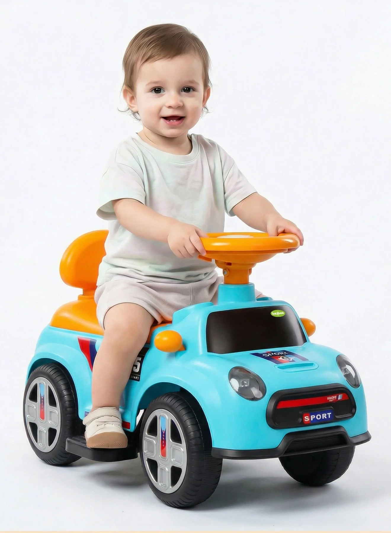 BAYBEE Sportster Ride-On Push Car for Toddlers with Music and Storage (Blue, 65 cm) 23r1u