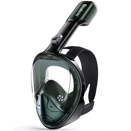 Full Face Snorkel Mask with Dry Top Breathing System and Detachable Camera Mount for Adults (Black, One Size) ksszk
