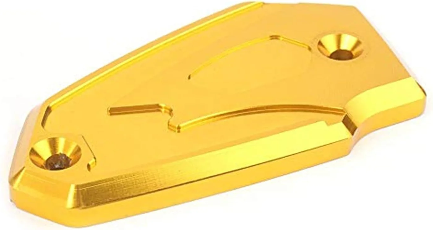QASULER Motorcycle Brake Fluid Reservoir Cap Premium CNC Aluminum (Gold) 5ctmx