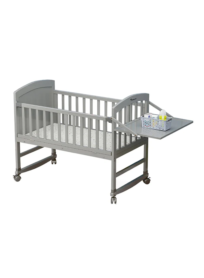 TEKNUM 7-in-1 Convertible Kids Bed and Bedside Crib with Mattress and Mosquito Net (Grey, 120x60cm) 8e45t