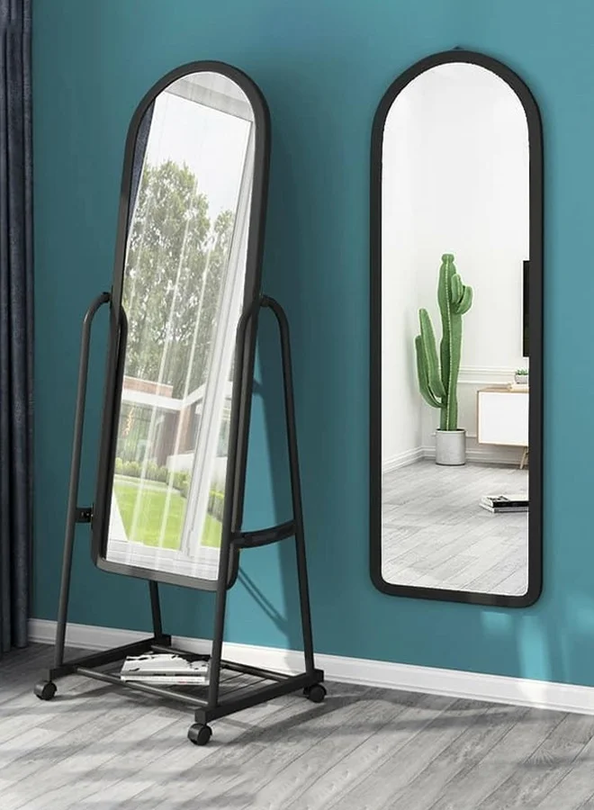 East Lady Full Length Dressing Mirror with Stand Holder, Premium Floor Standing Body Mirror for Bedroom and Living Room (Black, 124x40x6cm) 9tlhb