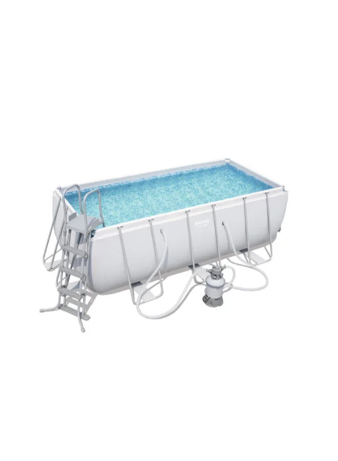 Premium Rectangular Above Ground Swimming Pool Set with Filter Pump and Ladder (412x201x122cm) 0xjvs