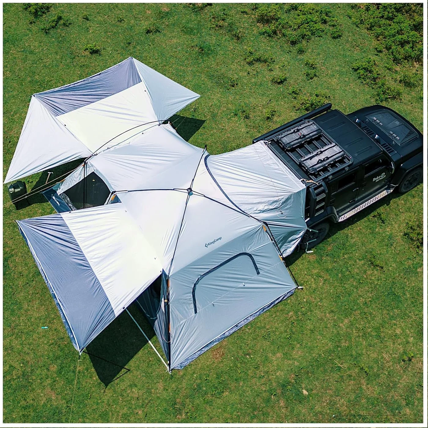 Premium Car Side Tent Shelter for Camping and Outdoor Travel (3-Way Usage, 210D Oxford Fabric, UPF50+, Aluminum Pole, 300cm x 200cm) lk5xx