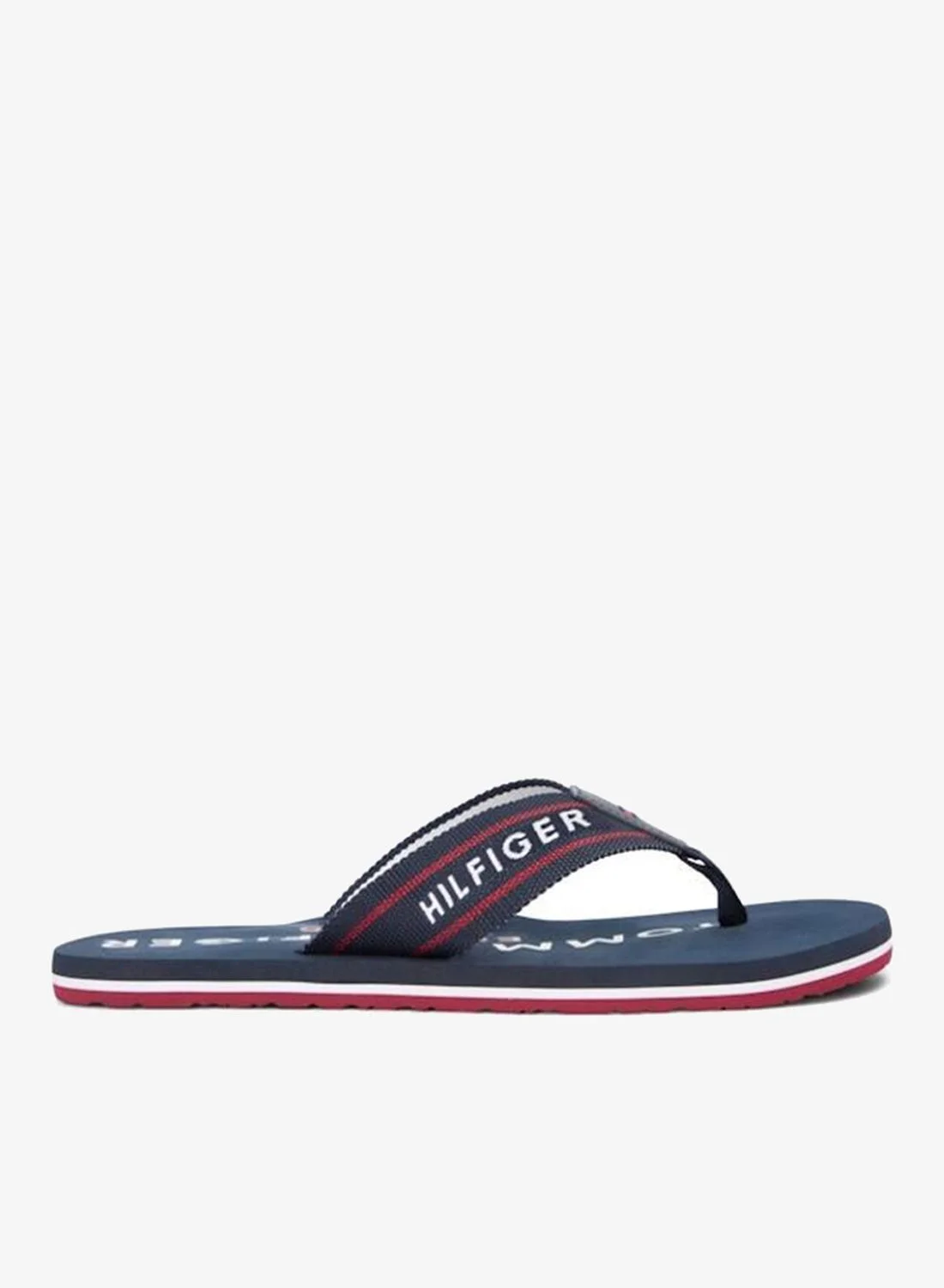 Premium Webbing Strap Logo Flip-Flops Flat Sandals For Men (Black, 42 EU) ngdcm