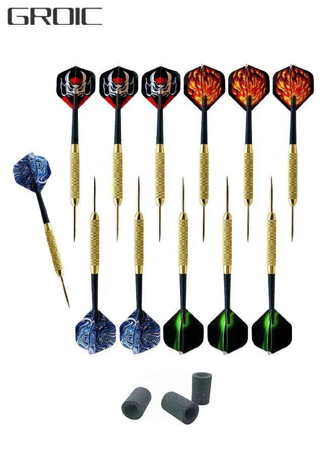 GROIC Professional Steel Tip Darts Set with Brass Barrels and Gift Case (12-Piece Set) v93vd