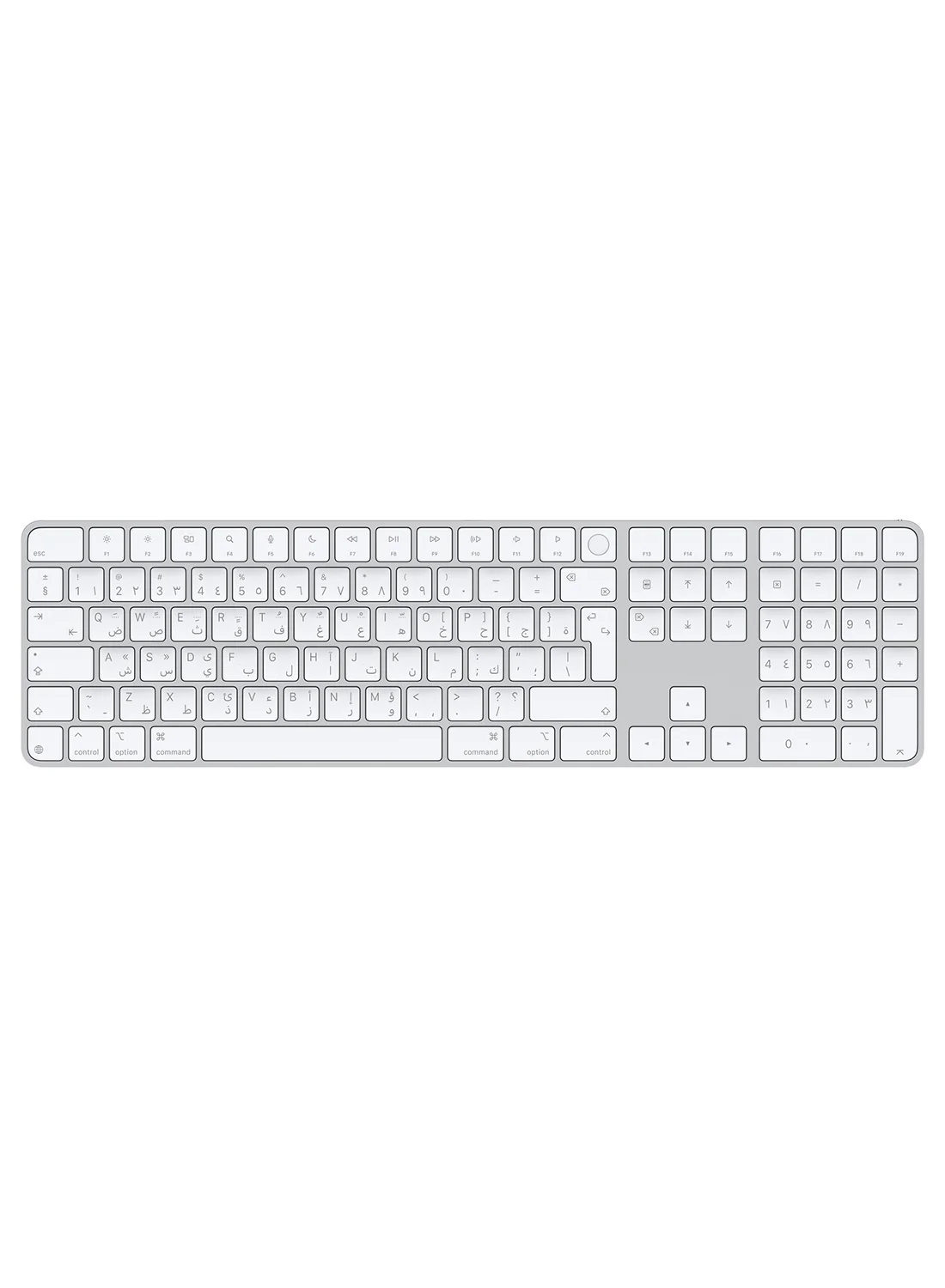 Premium Smart Wireless Keyboard with Touch ID and Numeric Keypad (Arabic Layout, White, USB-C) rxo2x