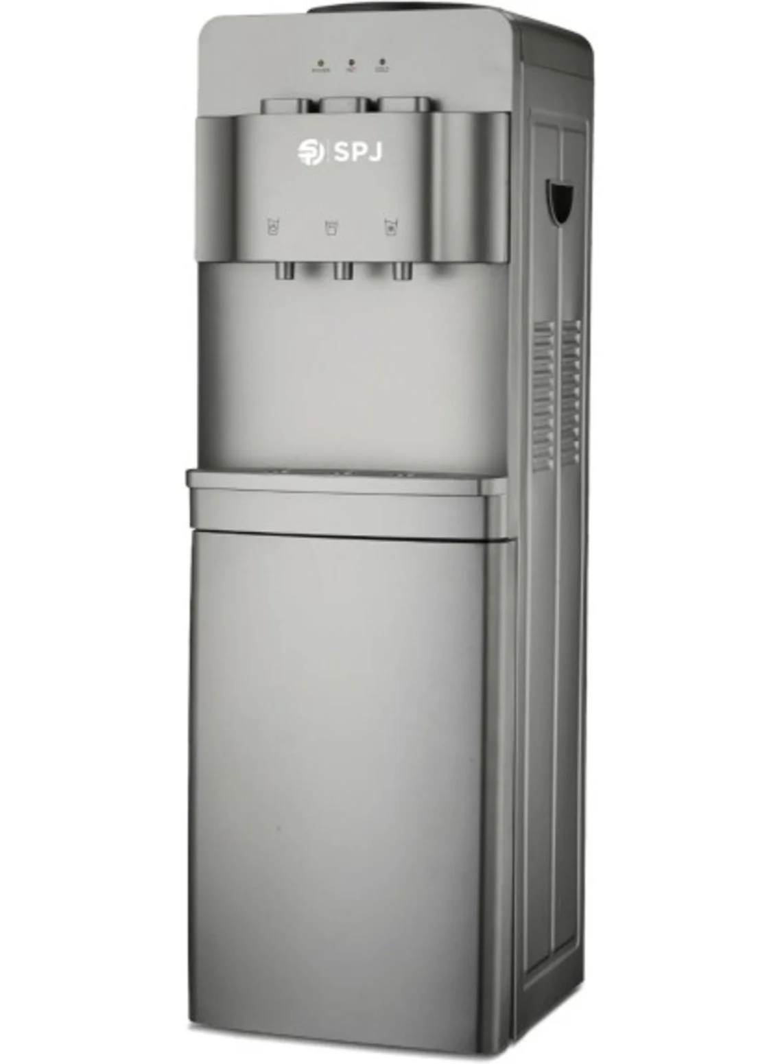 SPJ Floor Standing Water Dispenser with 12.5L Refrigerator Cabinet, Hot Cold & Normal Water, 3 Taps, Stainless Steel Tank (Grey) q1s2r