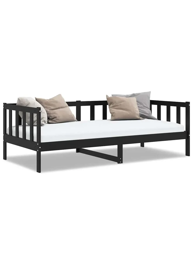 VidaXL Day Bed Frame Solid Pine Wood Modern Minimalist Furniture (Black, 90x200cm) vcdeu
