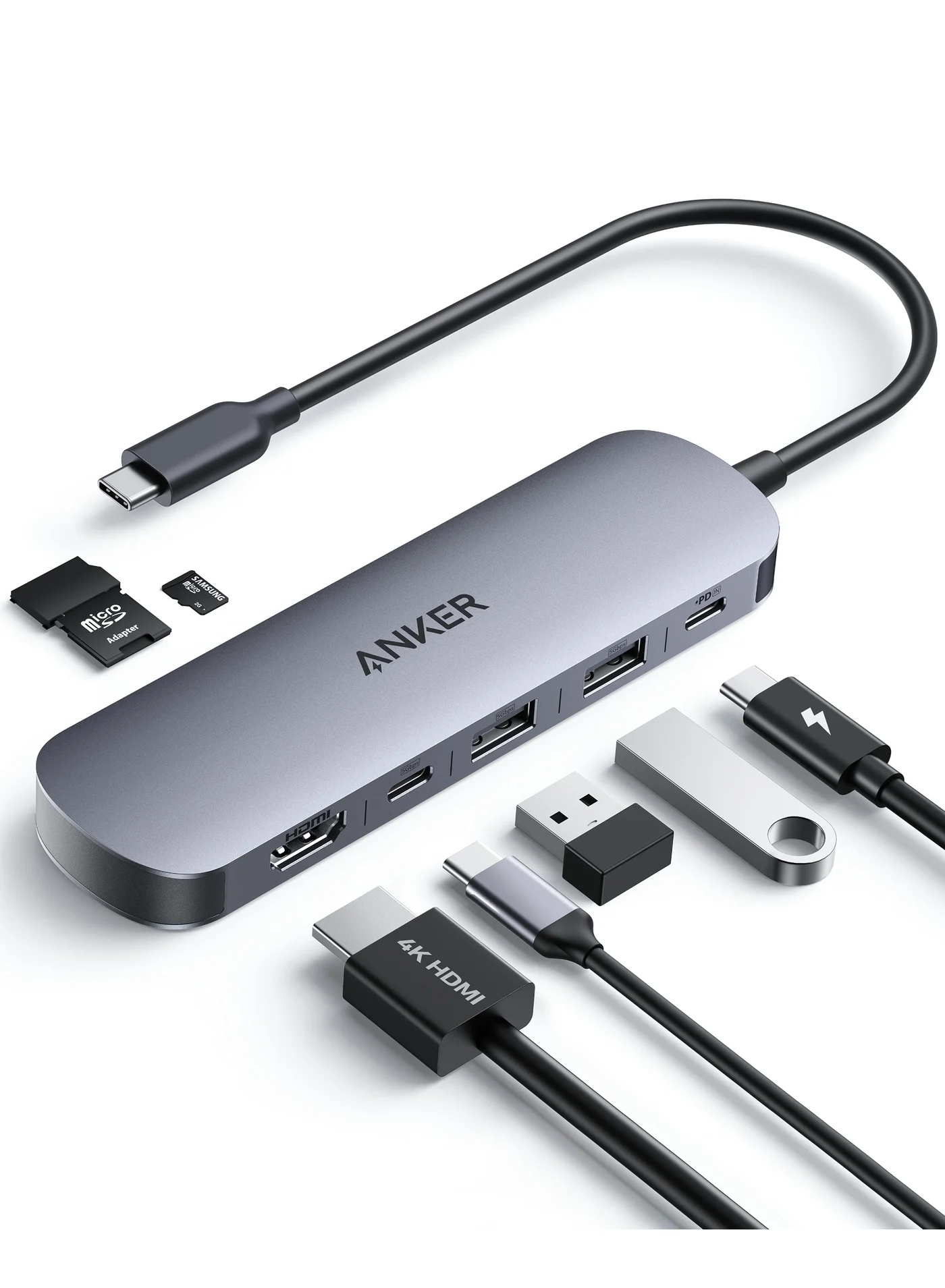 Premium 7-in-1 USB C Hub Multi-Port Adapter with 4K HDMI and 100W Power Delivery for Laptops (Black, 1 Unit) le79k