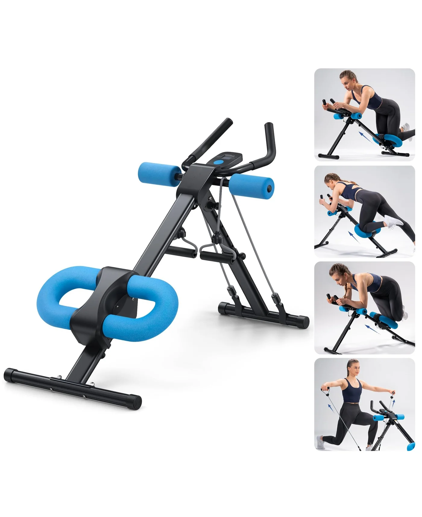 WALALLA Adjustable Abdominal Trainer Foldable Exercise Bench for Home Gym (Black, 120 cm) qwalm