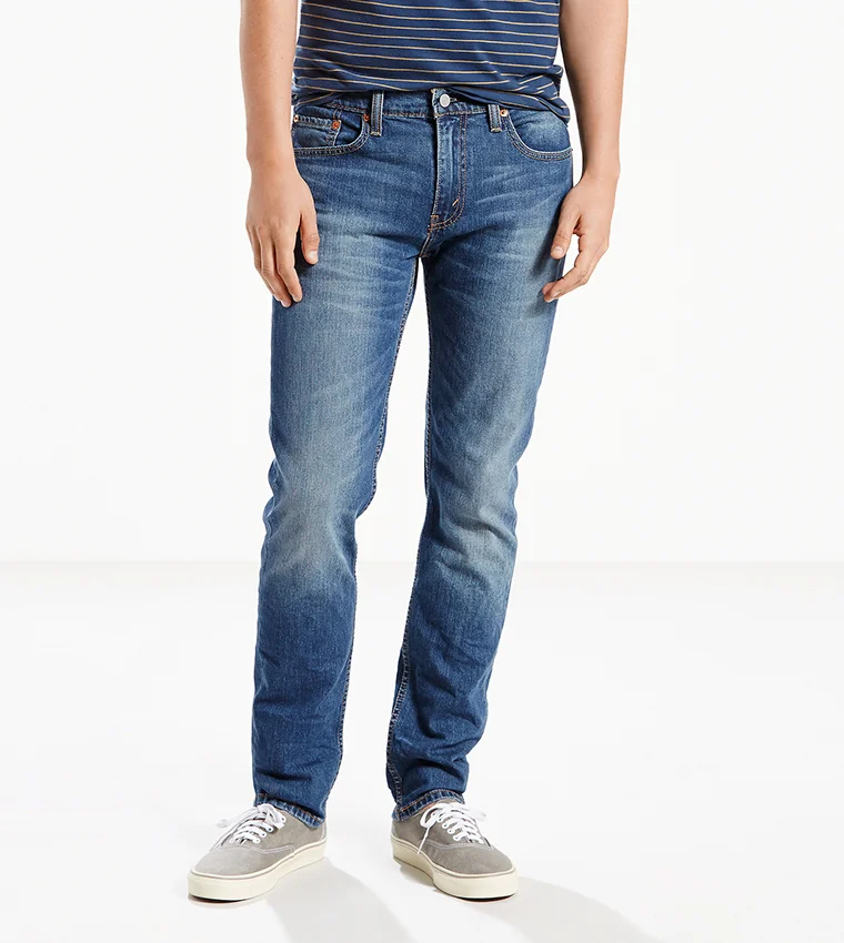 Premium Slim Fit Men's Denim Jeans Classic Five-Pocket Design (Blue, 32W x 32L) qdl96