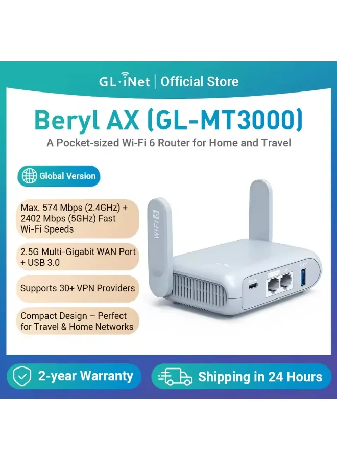 Portable Wi-Fi 6 Travel Router Gigabit Wireless Network Hub with VPN Support for Hotel and Public Networks (Compact Size) dqwxr