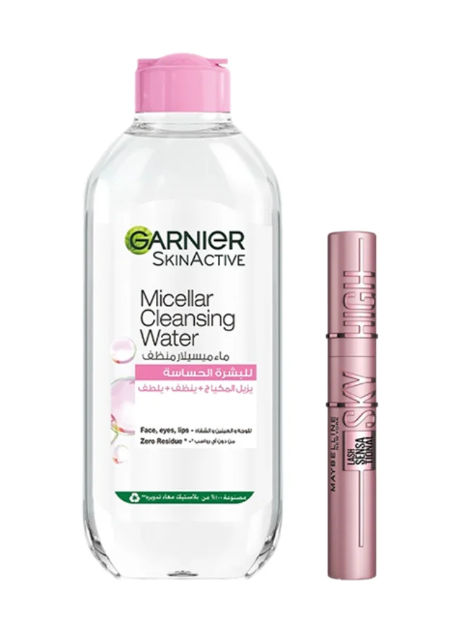 Premium Micellar Cleansing Water and Volumizing Mascara Set (Black, 400 mL) zgb0s