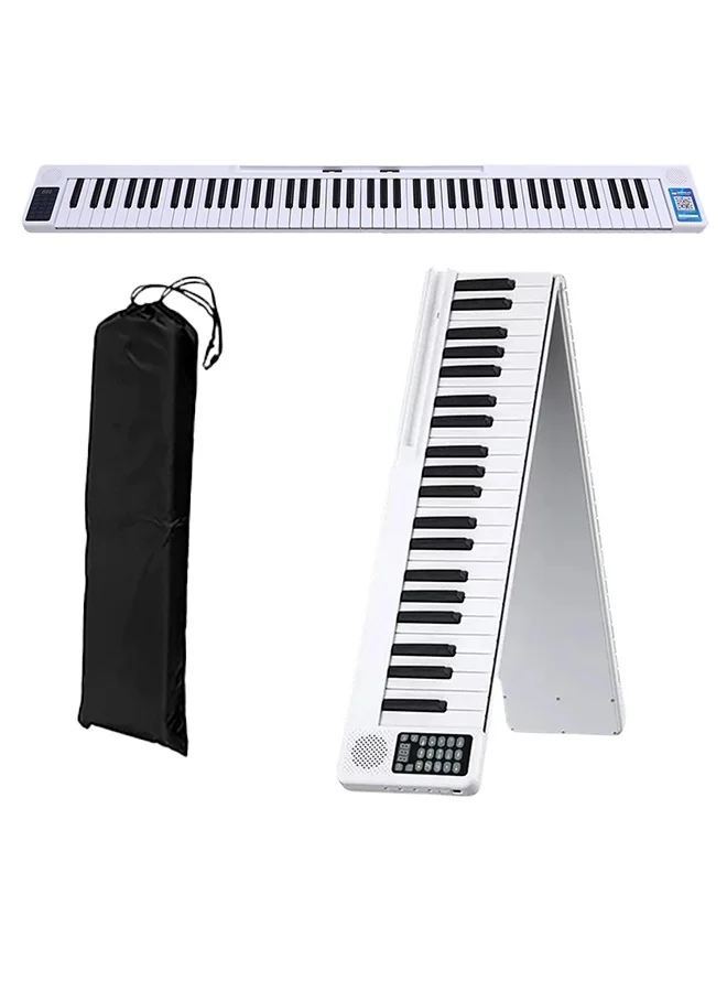 XiuWoo 88-Key Portable Folding Digital Piano Semi-Weighted Keyboard with Bluetooth MIDI and Sustain Pedal (White, 128 cm) 7qkrr