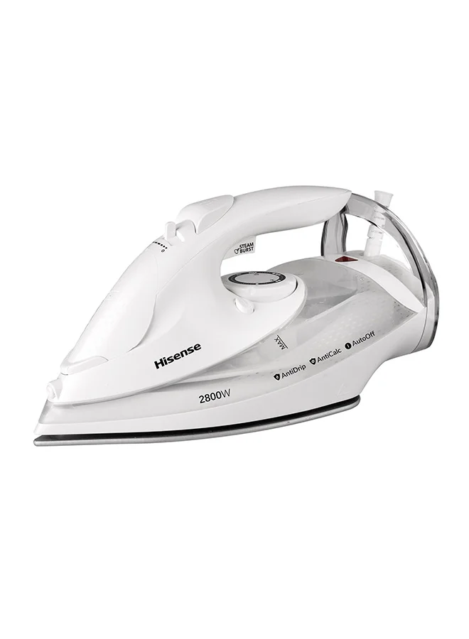 Hisense Steam Iron 2800W High-Performance Fabric Care with Ceramic Soleplate (White, 300 mL) klqxu