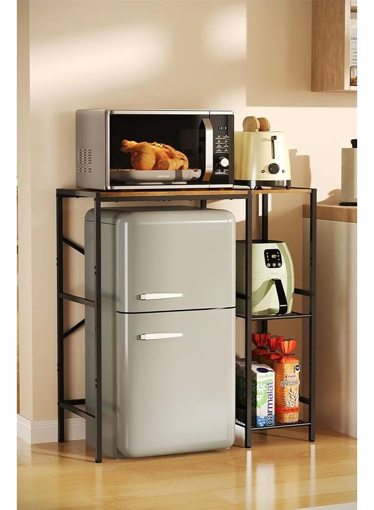 Solerconm Mini Fridge Stand and Microwave Baker Rack with Adjustable Shelves (Premium Iron, 1 Unit) 01s59