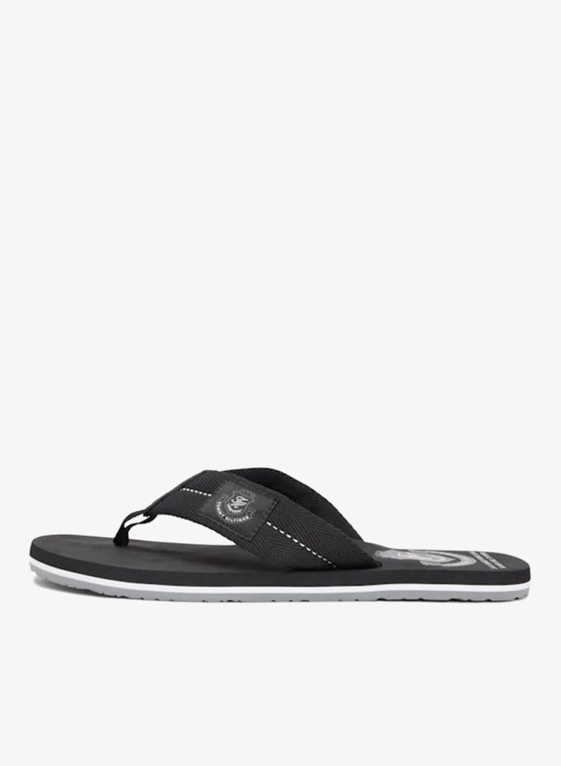 Premium Webbing Strap Flip-Flops with Crest Patch Detail (Flat Heel, Unisex) kqg1s