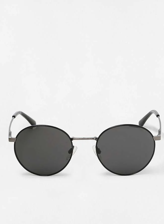 Premium Round Frame Sunglasses for Men Classic Vintage Style Lightweight UV Protection (One Size) digj7