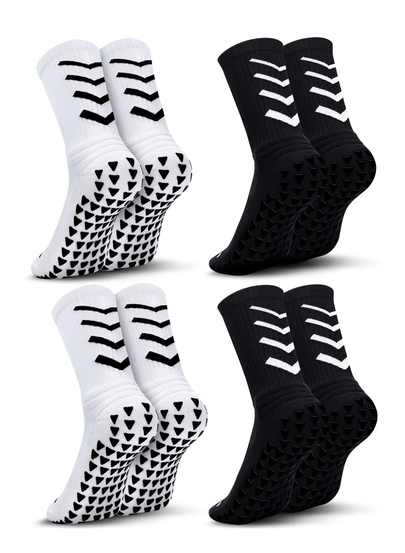 SYOSI Professional Athletic Grip Socks with Anti-Slip Pads for Football Soccer Basketball Yoga (4 Pairs, One Size) uly8c