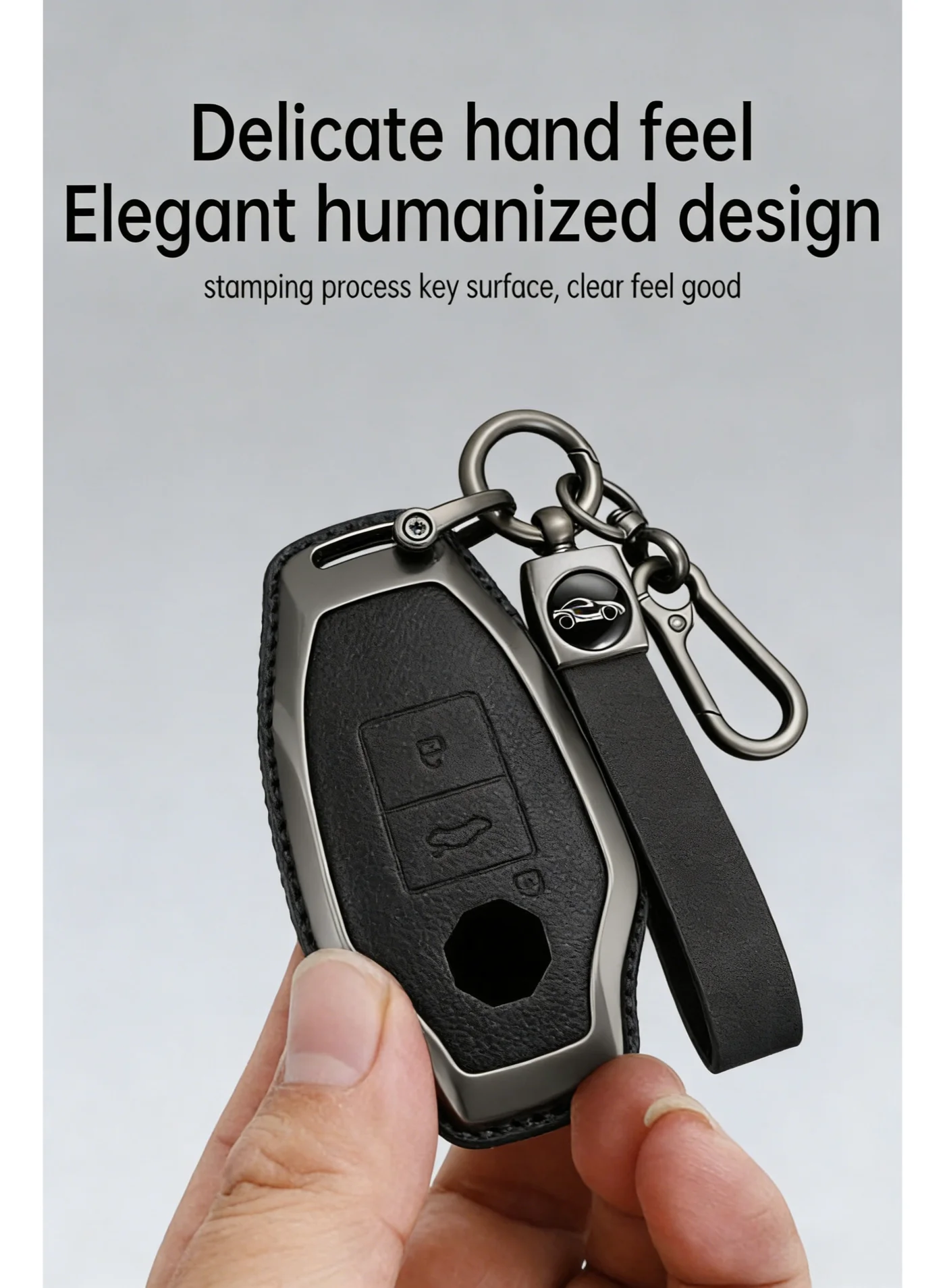 Premium Zinc Alloy and PU Leather Car Key Fob Cover for 2023-2024 Sedan Models (Black, 1 Piece) 486o7