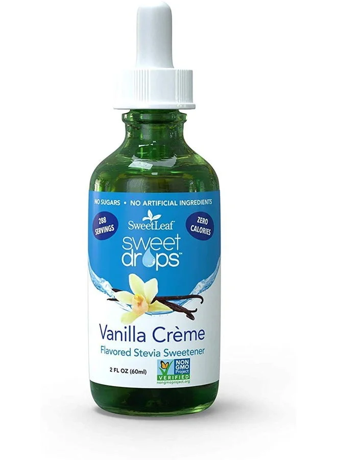 SweetLeaf Liquid Stevia Vanilla Creme Natural Sweetener (Premium Plant-Based Extract, 60 mL) rno5c
